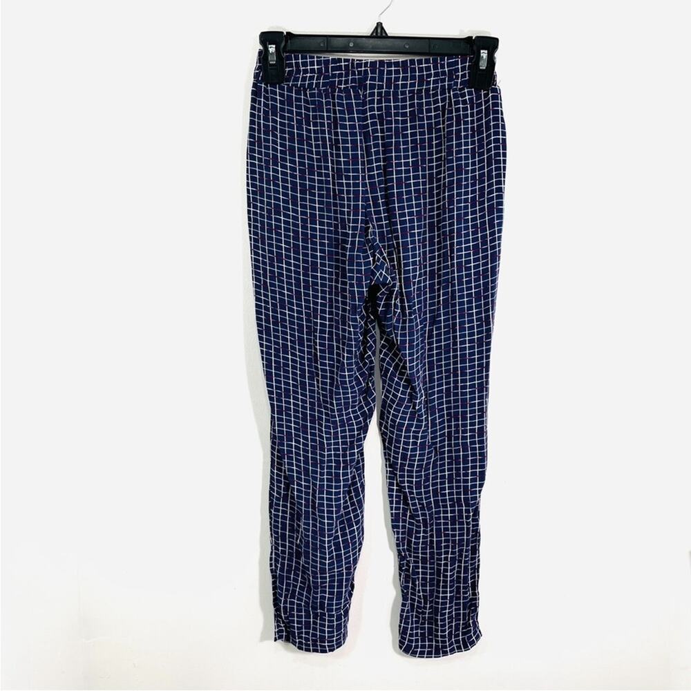 Flynn Skye Blue Purple Abstract Grid Pull On Elastic Ankle Pants Small
